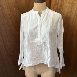H&M CONSCIOUS Collection sz 8 High Low Shirt Fishtail White 3/4 Sleeve